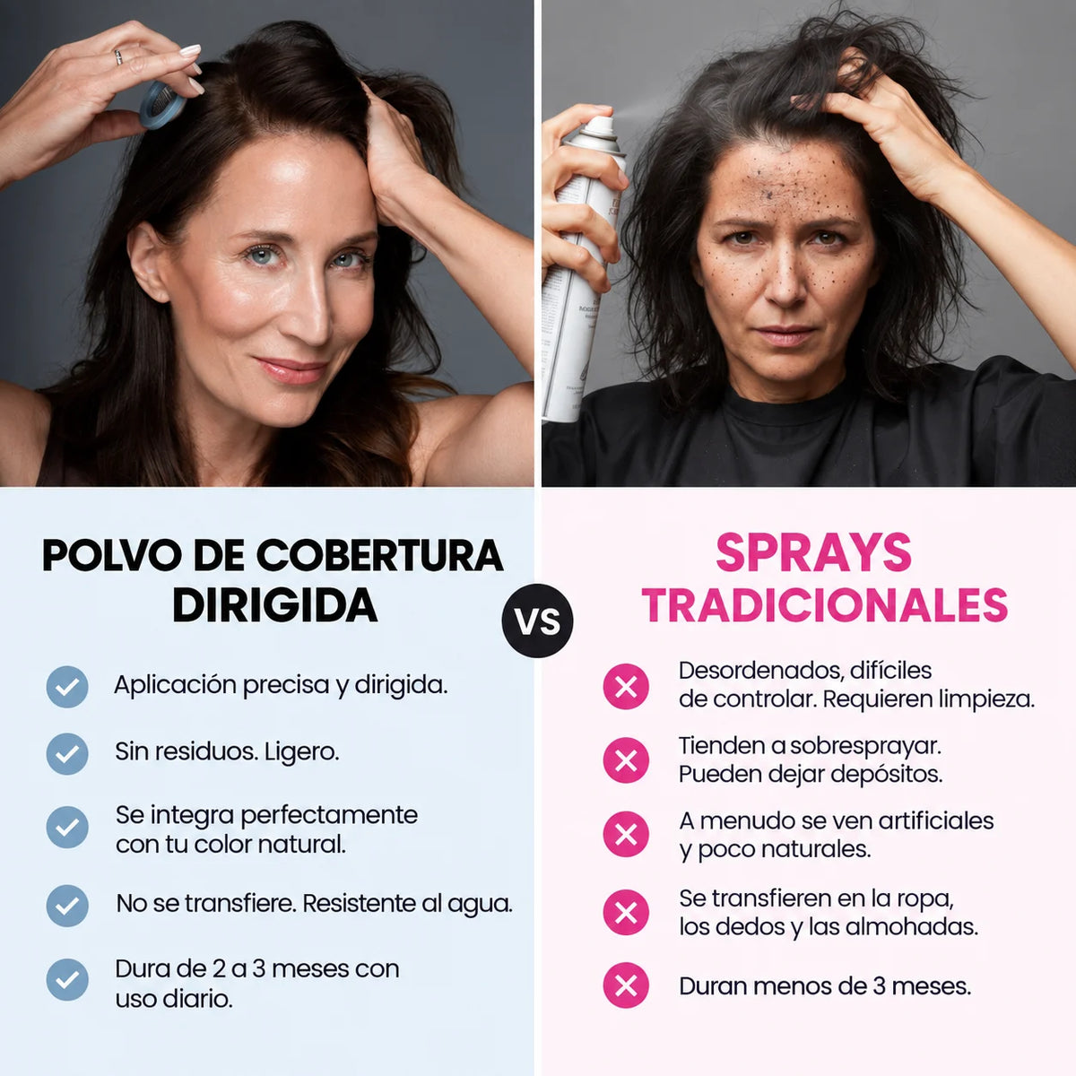 Polvo Capilar 3 en 1: Canas, Raíces y Densidad al Instante